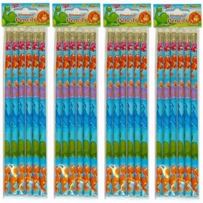 Image of 12 Dinosaur full length pencils.Eraser top.party bag fillers,teachers rewards