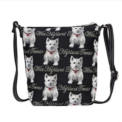 Image of Signare Tapestry Women Lightweight Sling Cross Body Satchel Bag White Westie Dog (SLING WES)(Size: S)