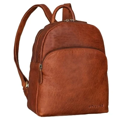 Image of STILORD &#039;Linnea&#039; Leather Rucksack Bag for Women Elegant Daypack Small Backpack Vintage Women&#039;s Handbag Mini Ideal as Travel Shoulder Bag, Colour:maraska Brown