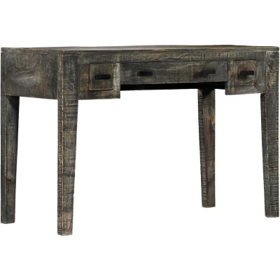 Image of VidaXL Vintage Solid Mango Wood Desk, Black Retro Writing Table With 3 Drawers, Multi Purpose for Home Office, Study or Living Room, 110x50x75 cm Rectangular