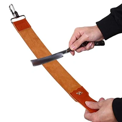 Image of Leather Razor Strop, Genuine Shaving Sharpener Sharpening Belt Paddle Strop Double Sided for Folding Knife Shave Strap