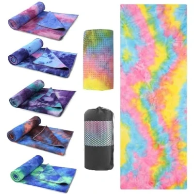 Image of Oaygat Yoga Mat Towel Non slip Hot Sweat with Silicone Grip Dots 24&quot; x 72&quot; Quick Dry Blanket Absorbent Microfiber Bag for Pilates Bikram Gym Workout