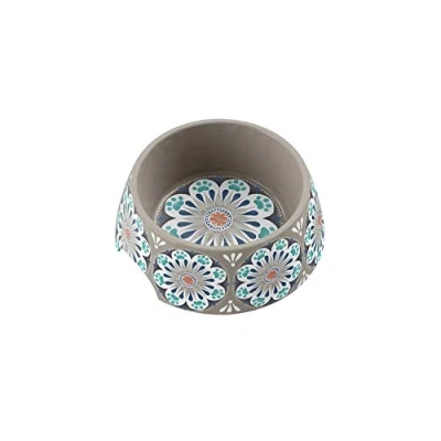 Image of Carmel Medallion Melamine Medium Pet Bowl Grey