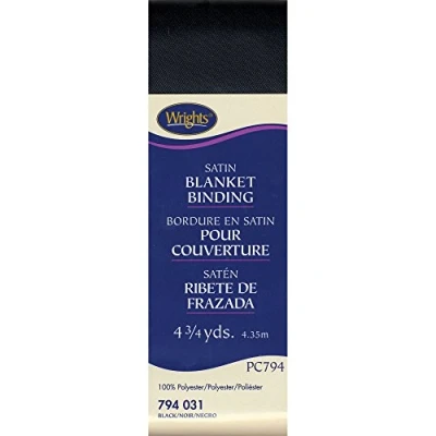 Image of Wrights 2 inch 4 3/4 yd Single Fold Satin Blanket Binding, Black