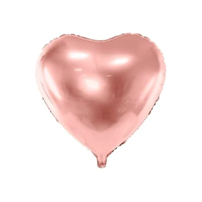 Image of PartyDeco FB9M 019R Mylar Foil Balloon Heart Metallic Rose Gold Diameter 45 cm Colour