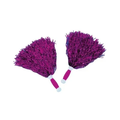 Image of Smiffys Pom Poms Metallic, Pink Pair, Party &amp; Carnival Fancy Dress, Funtime Dress Up Accessories
