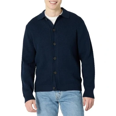 Image of Amazon Essentials Men&#039;s Relaxed Fit Collared Cardigan Jumper, Navy, S