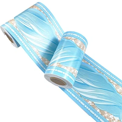 Image of Mesoar Self Adhesive Sky Blue Wallpaper Border Peel Stick Decorative Ceiling Sticker Molding 10cm by 32.8ft