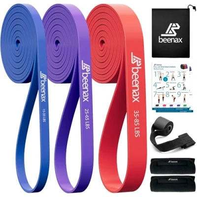Image of Beenax Resistance Bands Pull Up Assist Set Thick, Heavy Different Levels Workout Exercise for CrossFit, Powerlifting, Muscle and Strength Training, Stretching, Mobility, Yoga Men Women
