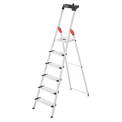 Image of Hailo 8040 607 XXL safety ladder, 6 steps, multifunction tray, 130 mm deep made in Germany