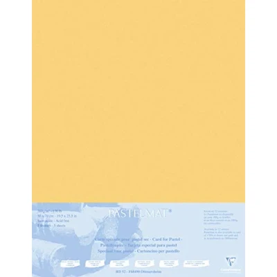 Image of Clairefontaine Ref 496022C Pastelmat Mounted Board (5 Sheets) 1800 Microns 50 x 70cm Buttercup Colour Specially Formulated For Use With Pastels