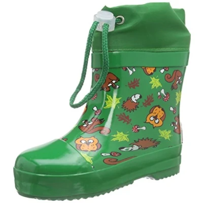 Image of Playshoes Unisex Kids Lined Wellies Rain Animals Wellington Rubber Boots, Green Gruen 29, 4 UK Child