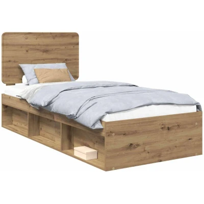 Image of vidaXL Bed Frame Artisian Oak 100 x 200 cm Solid Pine Wood
