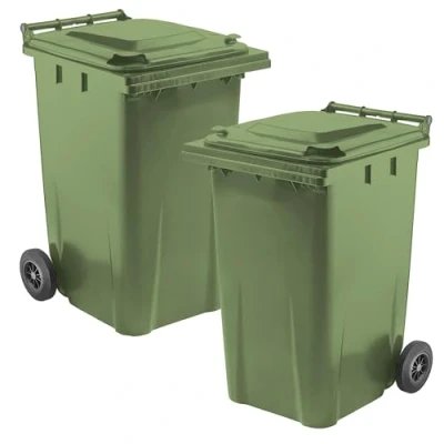 Image of STAR SUPPLIES Standard Size Green 240 Litre Household Waste Rubbish Trash Recycling Wheelie Bin Complete With Lid &amp; Wheels