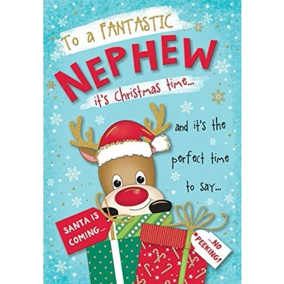 Image of Piccadilly Greetings Traditional Christmas Card Nephew 9 x 6 inches, A41027