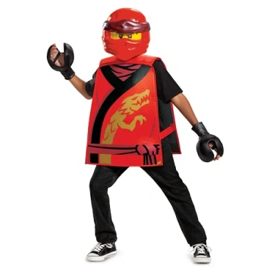 Image of DISGUISE 100379 Kai Ninjago Costume for Kids Ninja, Red, One Size