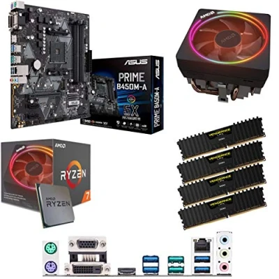 Image of Components4All AMD Ryzen 7 2700X 3.7GHz (Turbo 4.3GHz) Eight Core Sixteen Thread CPU, ASUS Prime B450M A Motherboard &amp; 32GB 3200MHz Corsair DDR4 RAM Pre Built Bundle