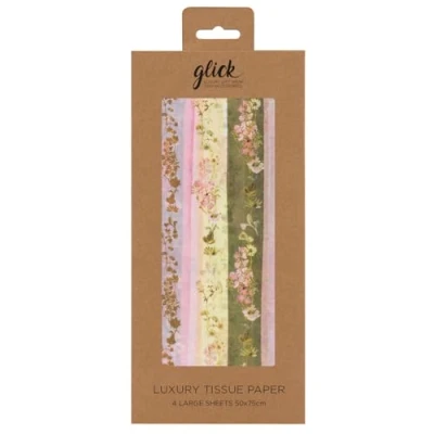 Image of Linear Floral Glick 4 Sheets Tissue Wrapping Paper 50 x 75 cm
