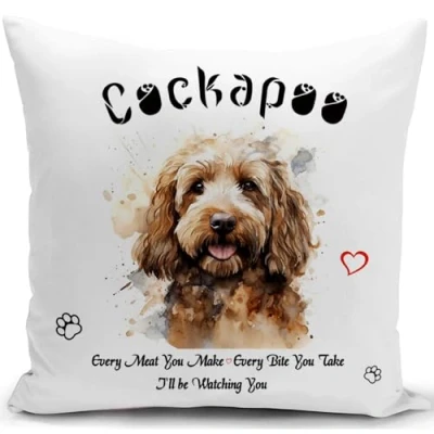 Image of HUASHUZI Cushion Cover Cockapoo Gifts for Lovers Ornament Women Dog Decorations Throw Pillow Case Decor Home Livingroom Couch Sofa 18&quot;X18&quot;(45x45cm)