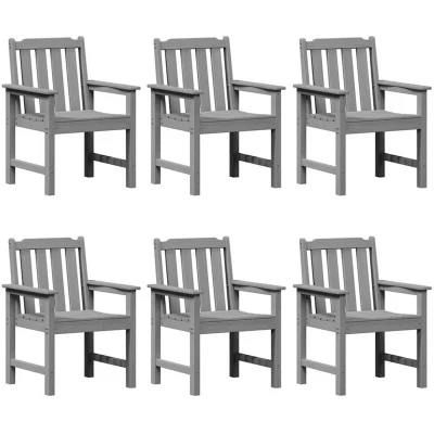 Image of vidaXL Garden Dining Chairs 6 pcs Light Grey 65.5x55.5x88 cm HDPE
