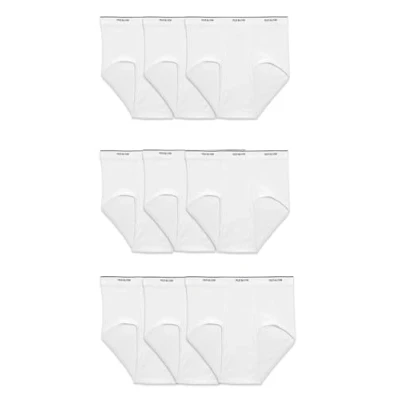 Image of Fruit of the Loom Men&#039;s Basic White Multipack Briefs, 9 Pack White, L UK