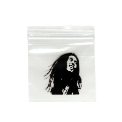 Image of 1000 Small Bob Marley Zip seal Printed Clear Bag Resealable Polythene Baggies 50mm x (1000)