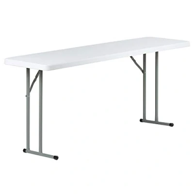 Image of Hartleys 6ft White 46cm Narrow Rectangular Table With Fold Away Legs
