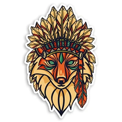 Image of 2 x 10cm Tribal Fox Vinyl Stickers Wild Animal Tattoo Laptop Sticker #31658 (10cm Tall)