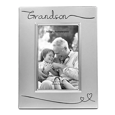 Image of Haysom Interiors Two Tone Silver Plated Grandson 4 x 6 Photo Frame