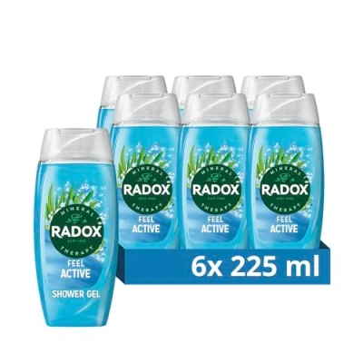 Image of Radox Mineral Therapy Feel Active Shower Gel with Sea Salt &amp; Lemongrass Scent 225ml (Pack of 6)