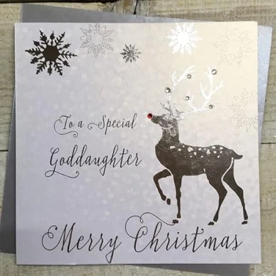 Image of White Cotton Cards GODDAUGHTER Handmade Christmas Card