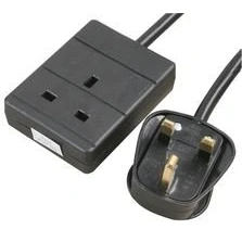 Image of PRO ELEC Extension Lead, 1 Socket, 2 Metres (Black)