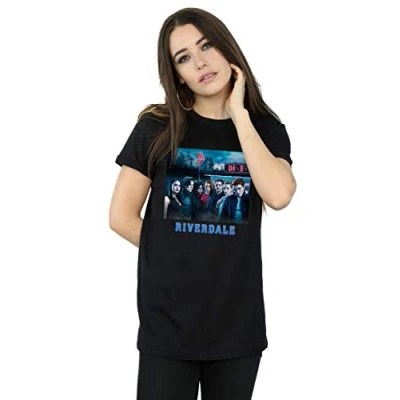 Image of Absolute Cult Riverdale Women&#039;s Diner Poster Boyfriend Fit T Shirt Black Large