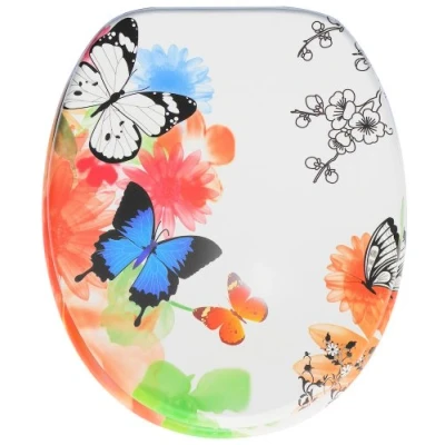 Image of Sanilo Soft Close Toilet Seat, Stable Hinges, Easy to Mount, Wooden Seat Butterfly