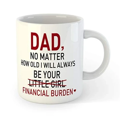 Image of ZOROLUX Funny Father Daughter Mug Novelty Gift Fathers Day Present Idea Little Girl Financial Burden Dad 11oz Coffee