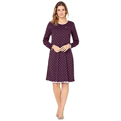 Image of e.Femme Women&#039;s Night Shirt Marion 333 Cotton with Modal Bordeaux, 12