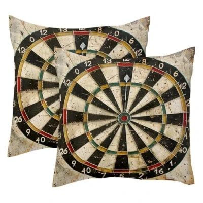 Image of Grunge Dart Board 2 Pack Square Throw Pillow Covers Decorative Soft Velvet Pillowcase for Couch Sofa Bed Car Living Room, 40x40cm