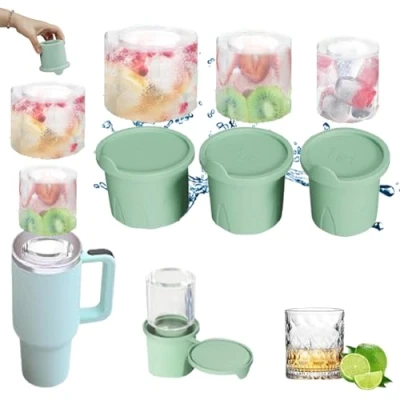 Image of stanleys Cup ice Mold,ice cube tray with lid for cups,silicone moulds stanley cup,stanley tray,silicone trays,ice stanley,cylinder maker
