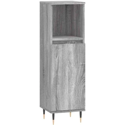Image of vidaXL Bathroom Cabinet Grey Sonoma 30x30x100 cm Engineered Wood