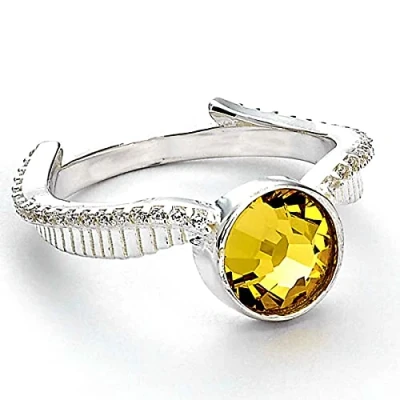Image of Harry Potter Official Sterling Silver Golden Snitch Crystal Ring (S) by The Carat Shop