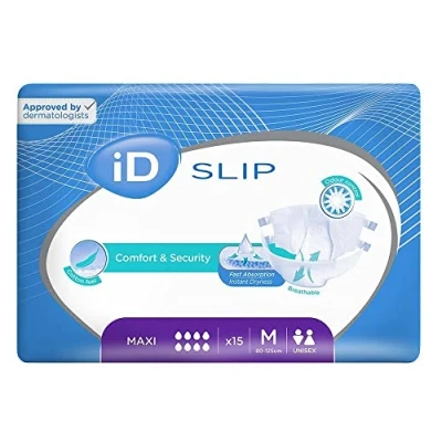 Image of ID Expert Incontinence Belt, Fast Absorbing Disposable Pads for Men and Women, Maxi, Heavy Absorption, Size Medium 80 125 cm, Pack of 15