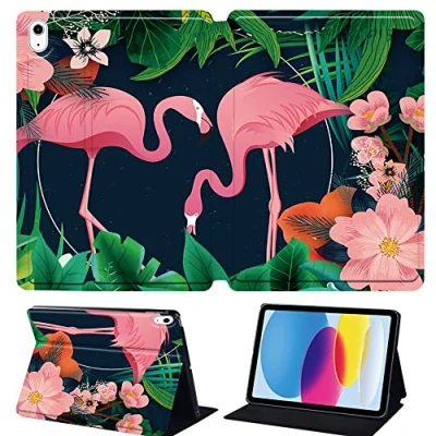 Image of Flamingo Printed Tablet Case for iPad 10th Generation 2022 10.9 Inch, Slim Hard Back Gen Cover Protective Smart Stand 10 10.9&quot; (flamingo004)