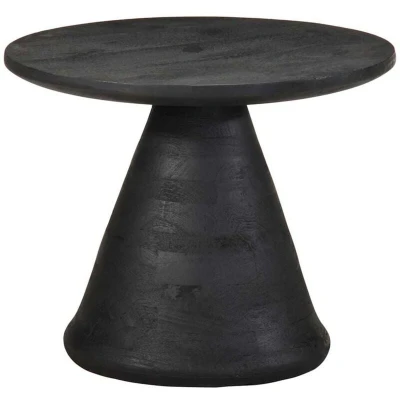 Image of vidaXL Side Table Black Ø50x40 cm Solid Wood Mango