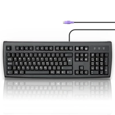 Image of perixx Periboard 107 Wired PS2 Standard Keyboard, Black, UK Layout