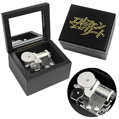 Image of Sinzyo Music Box Carved Wood Wind Up Musical Gift for Christmas,Birthday,Valentine&#039;s Day(Black Box, Tune : Elfen Lied)