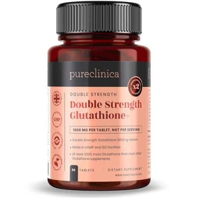 Image of Pureclinica Glutathione 1000mg x 60 Tablets. with 500mg Glutathione, 300mg ALA, and 200mg Vitamin C per Tablet