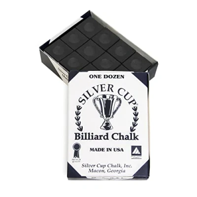 Image of Silver Cup Pool / Billiard Table Cue Chalk Black 1 Dozen by