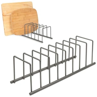 Image of Spectrum Diversified Bakeware, Cooling, Pots &amp; Pans, Serving Trays, Reusable Containers, and Lids Holder Rack, Steel, Industrial Gray