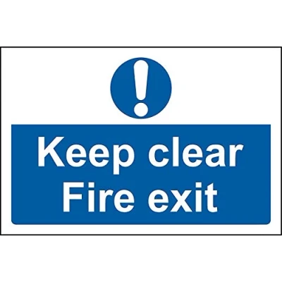 Image of Keep clear fire exit safety sign 1.2mm Rigid plastic 200mm x 150mm
