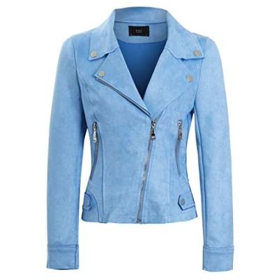 Image of SS7 Womens Faux Suede Biker Jacket Beige